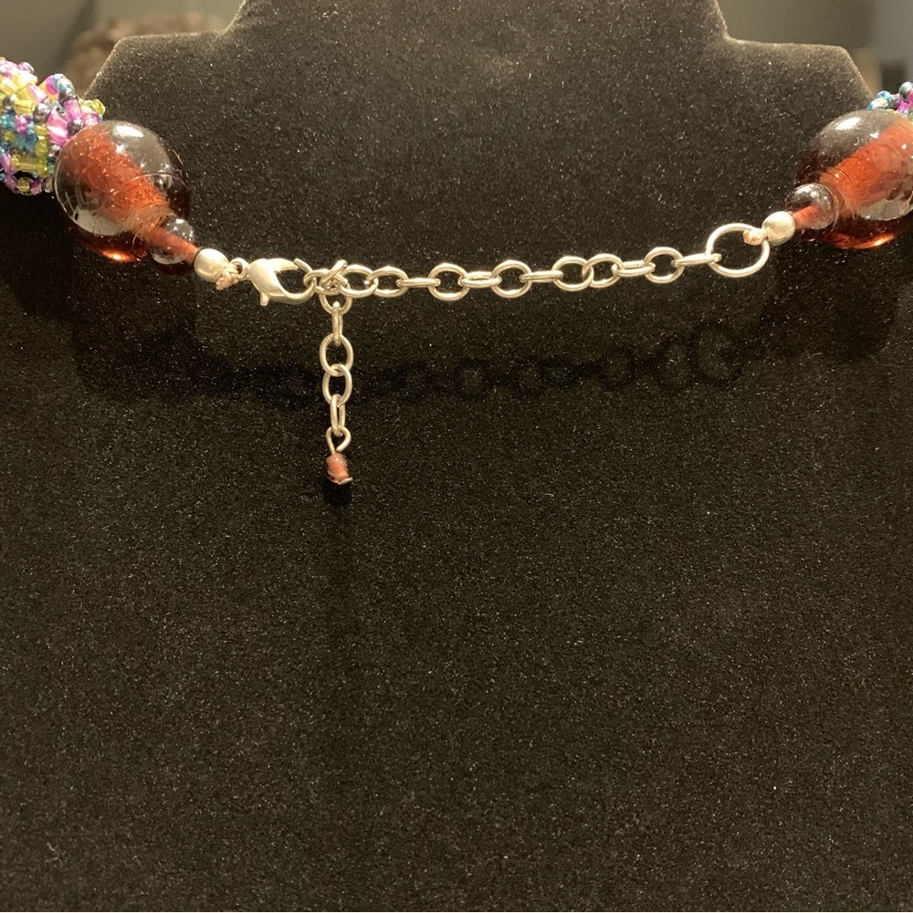 Statement Necklace! Braided Seed Bead Multi-Color… - image 2